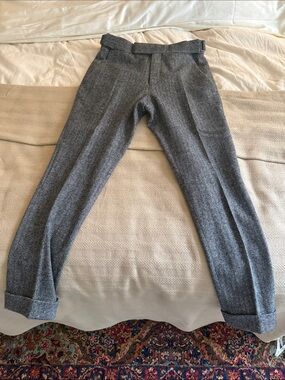 Tom Ford Gray Herringbone Dress Pants